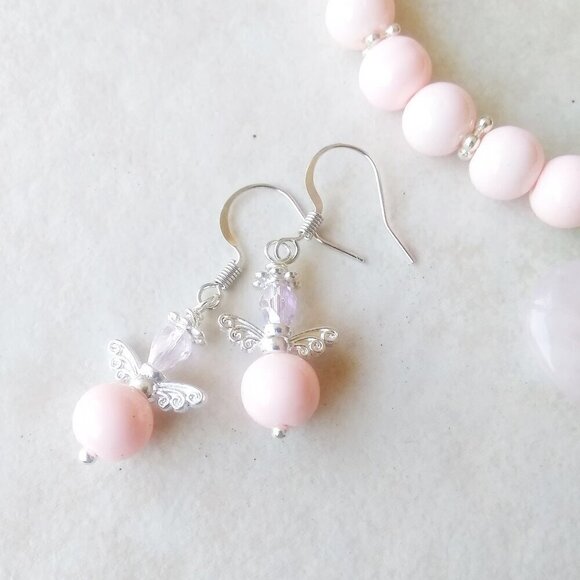 ๐๐๐ 3/$25!!! Cute Guardian Angel Earrings! Pink Angels Wings! Blessings - Picture 4 of 7